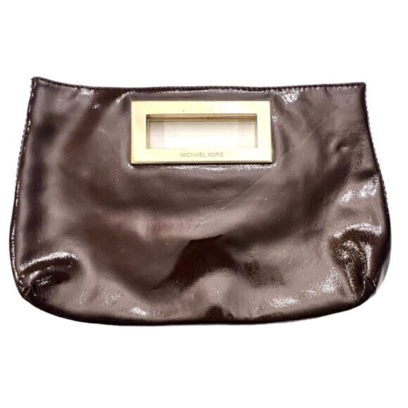 🎉SALE🎉 Michael Kors Berkley Large Clutch‎ Shiny Crimson Patent Leather Formal - Picture 1 of 9